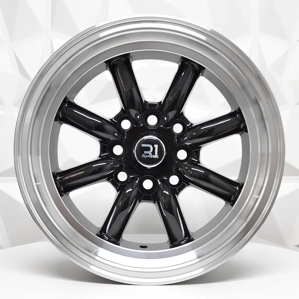 RIN 13X6 4-100/114.3 R1 SPORT ZCC265 GLOSS BLACK MACHINE LIP ET-6 CB73.1 