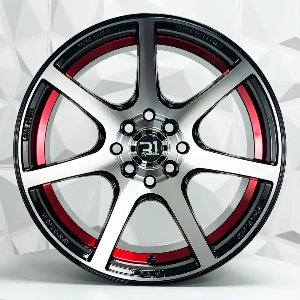 RIN 16X8.5 4-100/114.3 R1 SPORT 658 BLACK MACHINE FACE RED LINE ET30 CB73.1