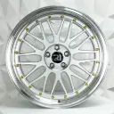 RIN 18X8 5-100 R1 SPORT A038 SILVER MACHINE LIP GOLD RIVETS ET30 CB73.1