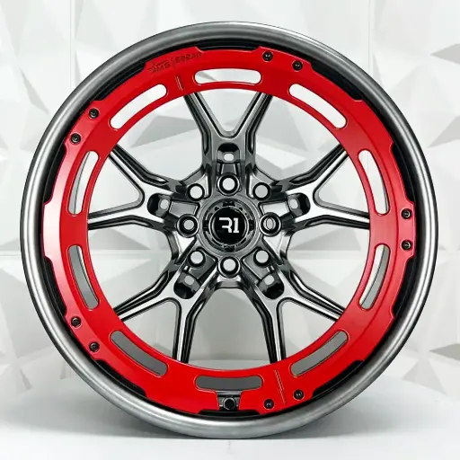 [174696] RIN 17X8.5 4-100/114.3 R1 SPORT QC1840A HYPER BLACK MATTE RED RING ET20 CB73.1